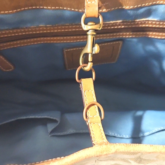 Coach Patchwork Leather Suede Canvas Signature Large Bucket Shoulder Bag - Picture 8 of 13